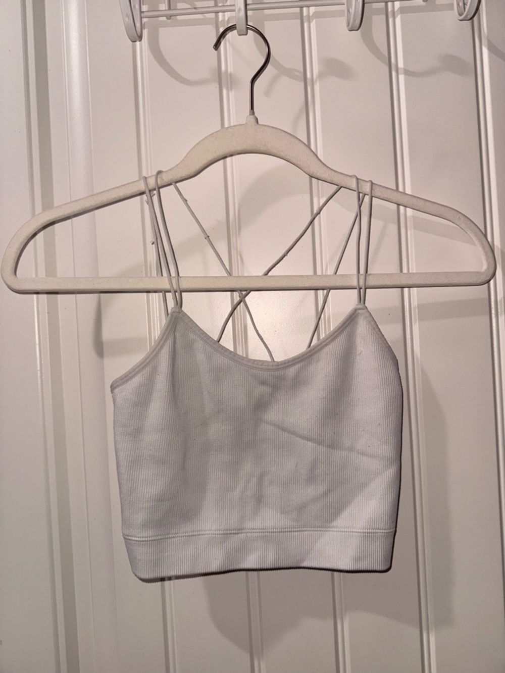 Gilly Hicks White Ribbed Double-Strap Cropped Camisole